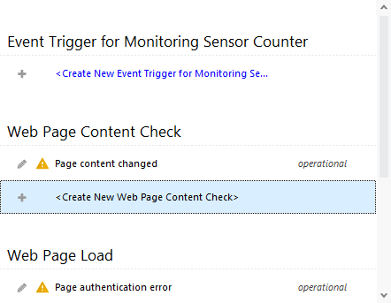 Events of Web Page Sensor